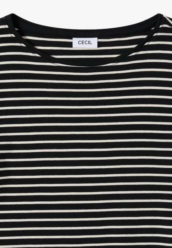 Cecil Damen Gestreiftes Shirt in Schwarz, Gr: S