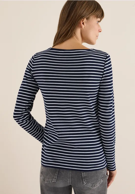 Cecil Damen Gestreiftes Shirt in Weiß, Gr: XS