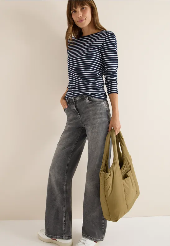 Cecil Damen Gestreiftes Shirt in Weiß, Gr: XS