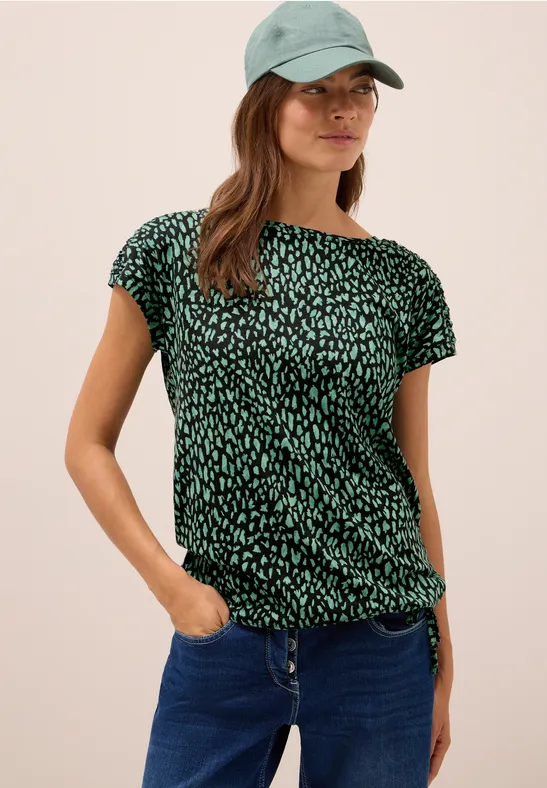Cecil Damen Shirt mit Raffung in Grün, Gr: S