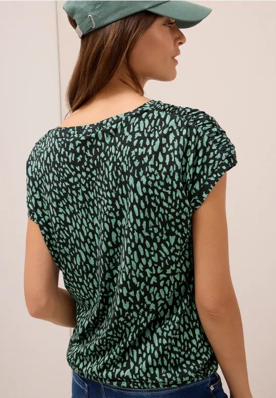 Cecil Damen Shirt mit Raffung in Grün, Gr: S
