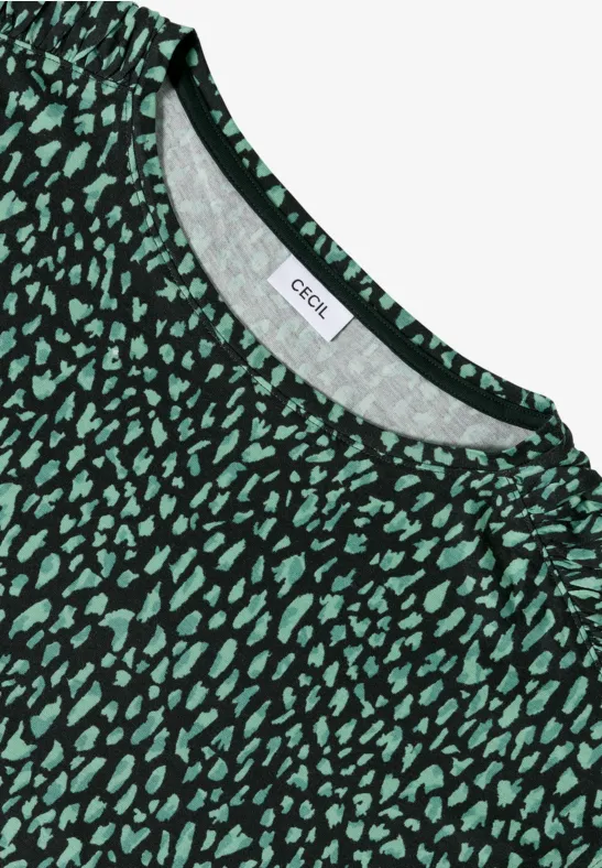 Cecil Damen Shirt mit Raffung in Grün, Gr: S