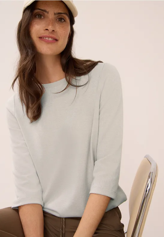 Cecil Damen Shirt mit Glitzerdetails in Beige, Gr: XXL