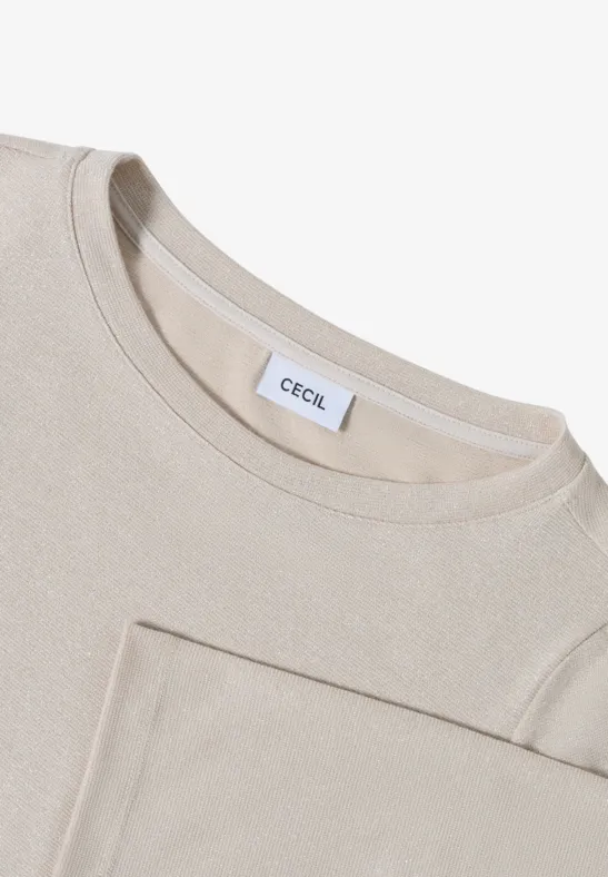 Cecil Damen Shirt mit Glitzerdetails in Beige, Gr: XXL