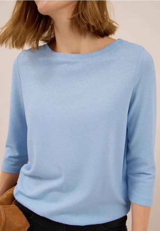 Cecil Damen Shirt mit Glitzerdetails in Blau, Gr: L