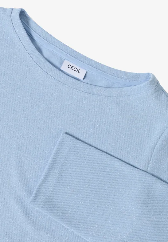 Cecil Damen Shirt mit Glitzerdetails in Blau, Gr: L
