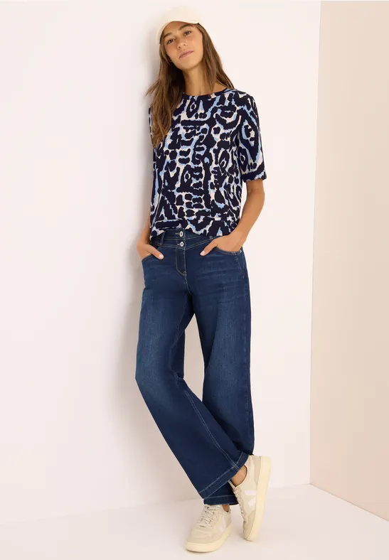 Cecil Damen Cupro Touch Print-Shirt in Blau, Gr: L