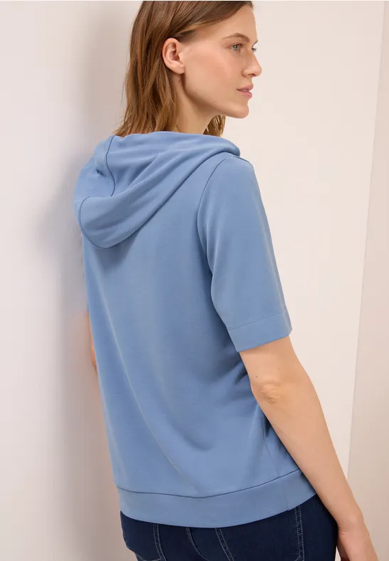 Cecil Damen Piqué Hoodie Shirt in Blau, Gr: L