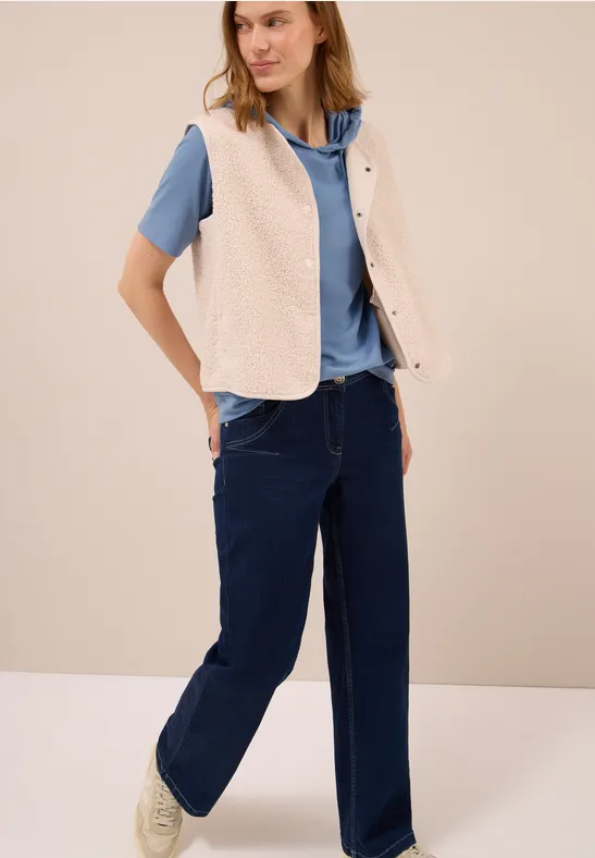 Cecil Damen Piqué Hoodie Shirt in Blau, Gr: L