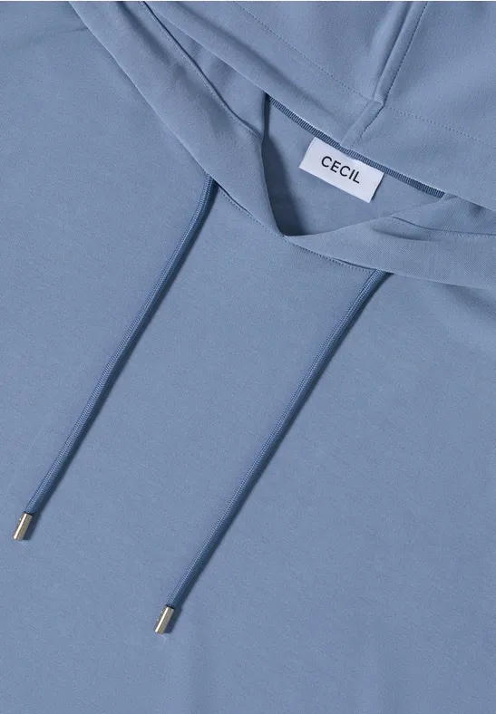 Cecil Damen Piqué Hoodie Shirt in Blau, Gr: L