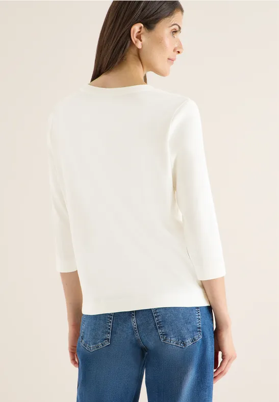 Cecil Damen Shirt mit Rippstruktur in Weiß, Gr: XS
