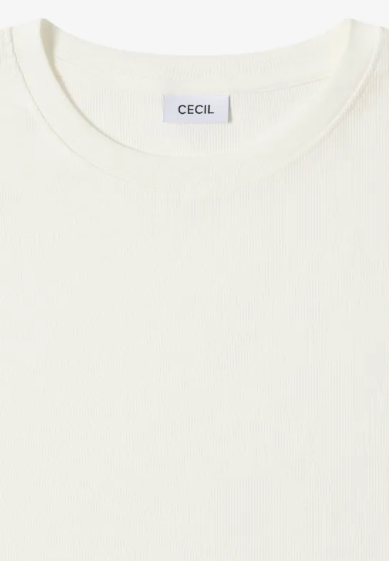 Cecil Damen Shirt mit Rippstruktur in Weiß, Gr: XS
