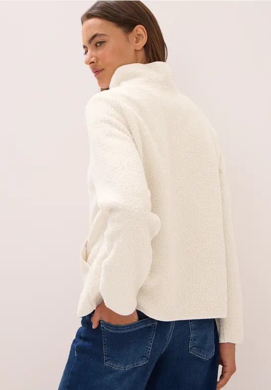 Cecil Damen Jacke aus Teddy-Material mit Zipper in Weiß, Gr: L