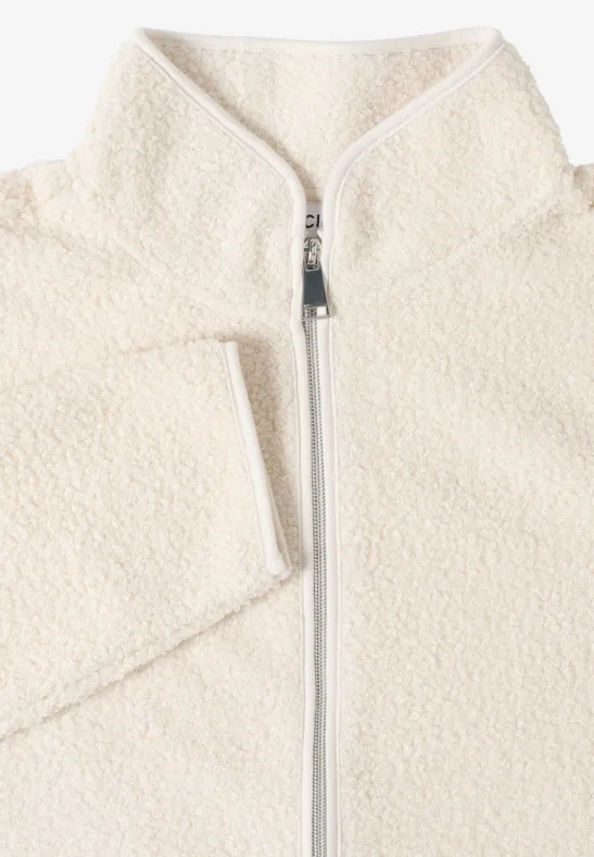 Cecil Damen Jacke aus Teddy-Material mit Zipper in Weiß, Gr: L