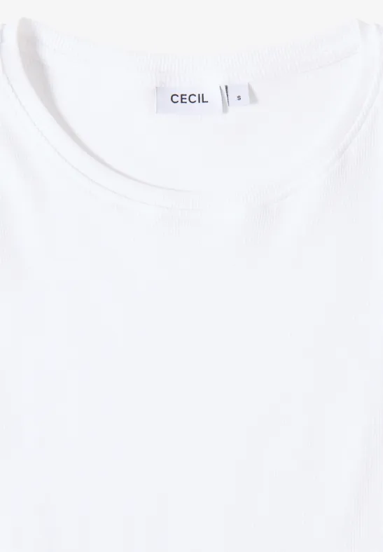 Cecil Damen Basic Ripp T-Shirt in Weiß, Gr: XL