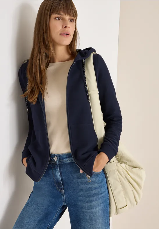 Cecil Damen Leichte Hoodie Jacke in Blau, Gr: XXL