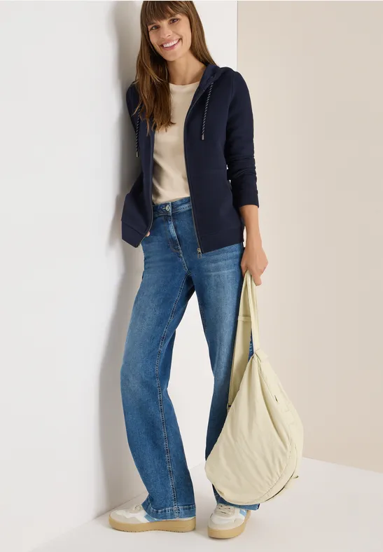 Cecil Damen Leichte Hoodie Jacke in Blau, Gr: XXL