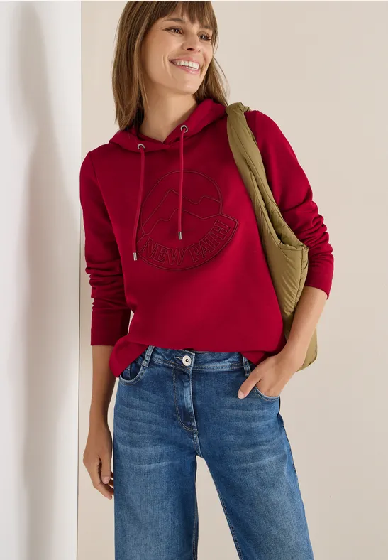 Cecil Damen Kapuzenshirt mit Stickerei in Rot, Gr: XL
