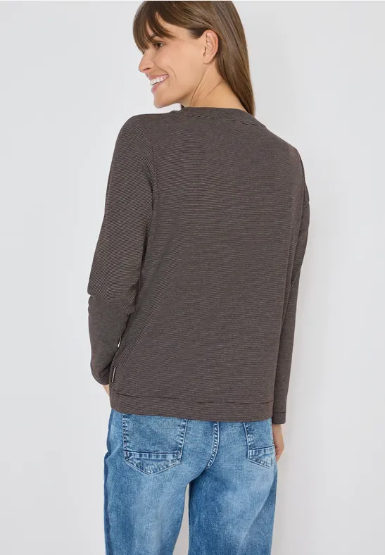 Cecil Damen Shirt mit feinen Streifen in Braun, Gr: XL
