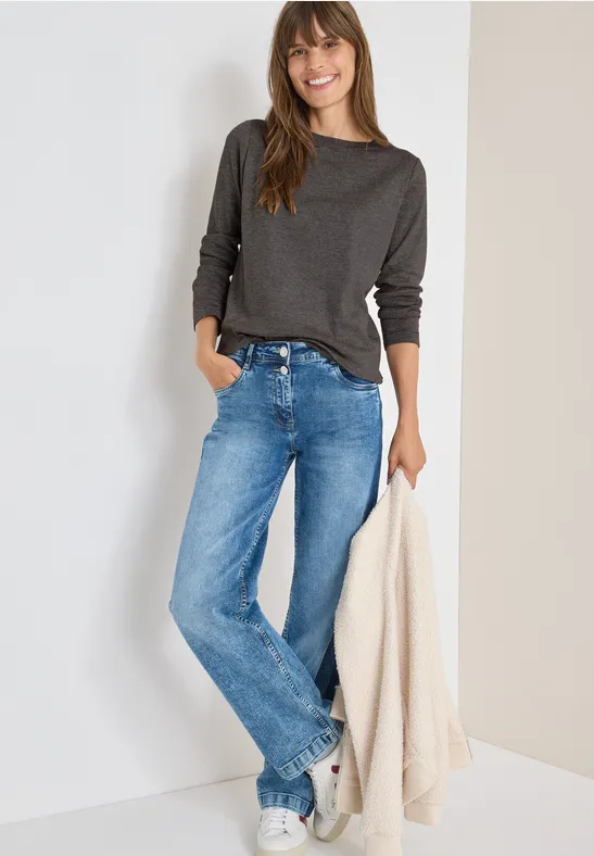Cecil Damen Shirt mit feinen Streifen in Braun, Gr: XL