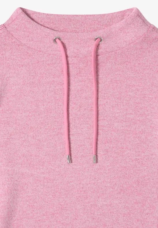 Cecil Damen Funnelneck Melange Rippshirt in Rosa, Gr: XL