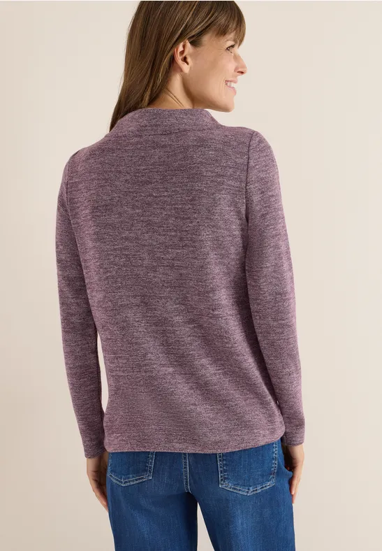 Cecil Damen Funnelneck Melange Rippshirt in Rot, Gr: L