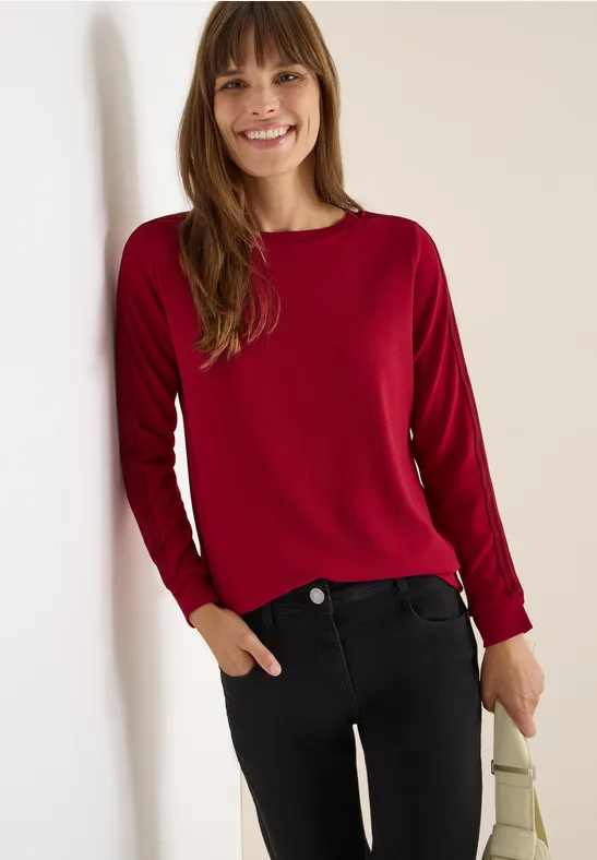 Cecil Damen Shirt mit Gallonstreifen in Rot, Gr: S