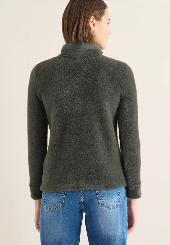 Cecil Damen Federgarnshirt mit Tape in Grün, Gr: L