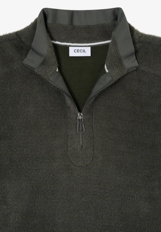 Cecil Damen Federgarnshirt mit Tape in Grün, Gr: L