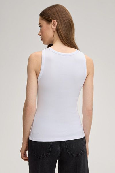 Top Taina Weißes Ärmelloses Tanktop mit Strassverzierungen