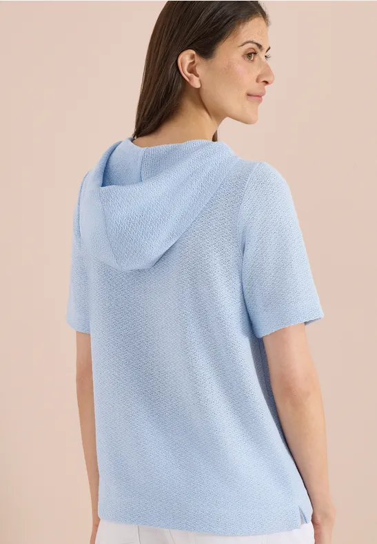 Cecil Damen T-Shirt mit Hoodie und Struktur in Blau, Gr: L