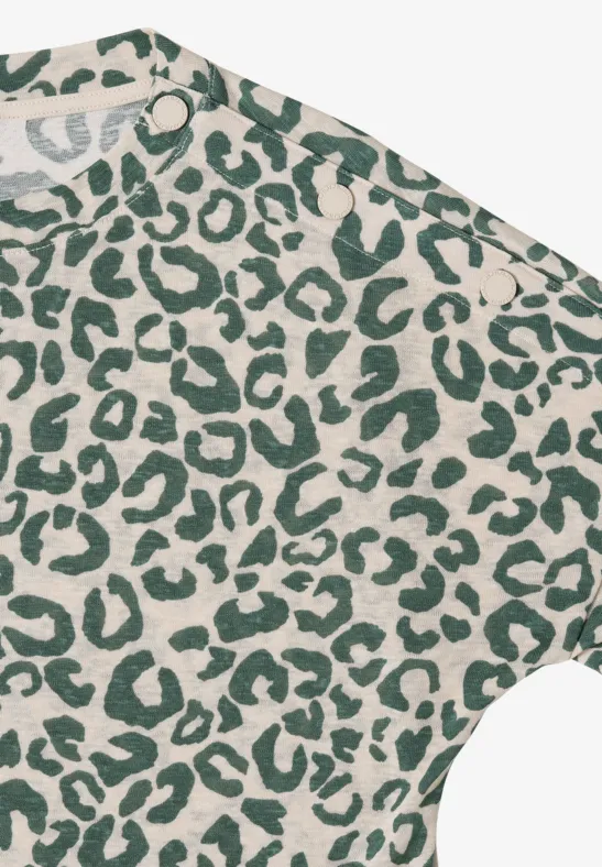 Cecil Damen Kurzarm Shirt mit Knöpfen und Leo-Print in Beige, Gr: L