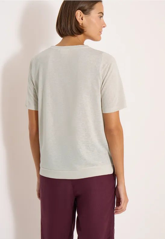 Cecil Damen T-Shirt in Leinen-Optik mit Print in Beige, Gr: L