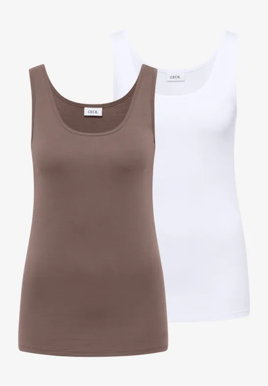 Cecil Damen Basic Top mit Rundhals im 2er-Pack in Multicolour, Gr: 3XL