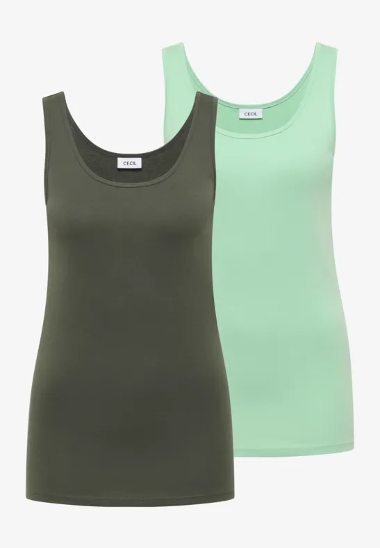 Cecil Damen Basic Top mit Rundhals im 2er-Pack in Multicolour, Gr: 3XL