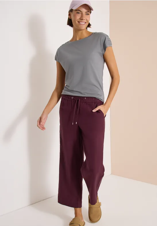 Cecil Damen Kurzarm Shirt mit Boatneck und Raffung in Grau, Gr: 3XL