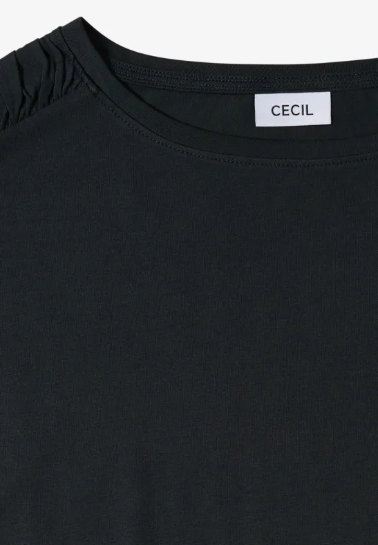 Cecil Damen Kurzarm Shirt mit Boatneck und Raffung in Grün, Gr: 3XL