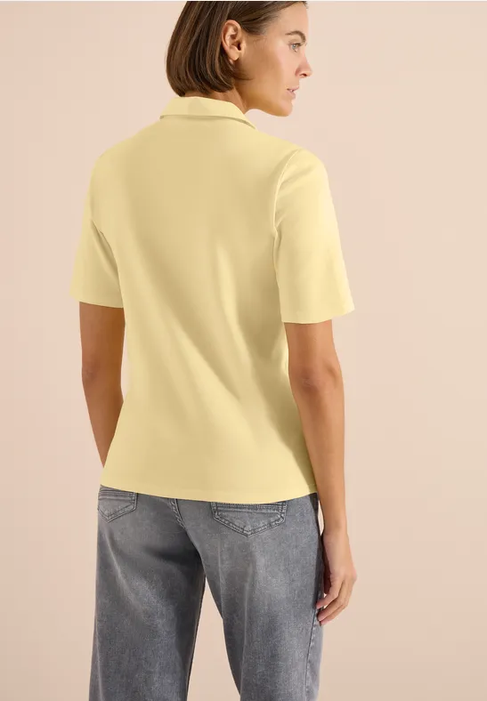 Cecil Damen Basic Poloshirt mit Kurzarm in Gelb, Gr: 3XL