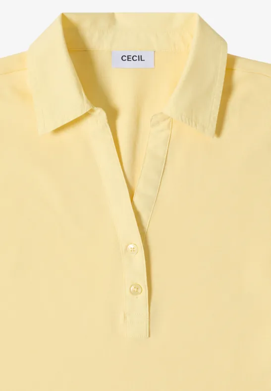 Cecil Damen Basic Poloshirt mit Kurzarm in Gelb, Gr: 3XL