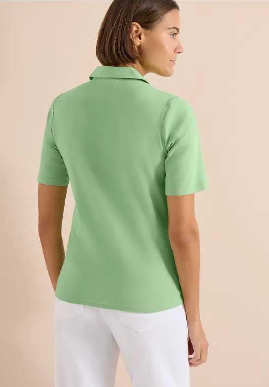 Cecil Damen Basic Poloshirt mit Kurzarm in Grün, Gr: 3XL