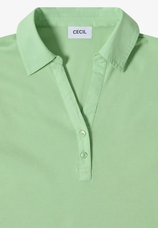Cecil Damen Basic Poloshirt mit Kurzarm in Grün, Gr: 3XL