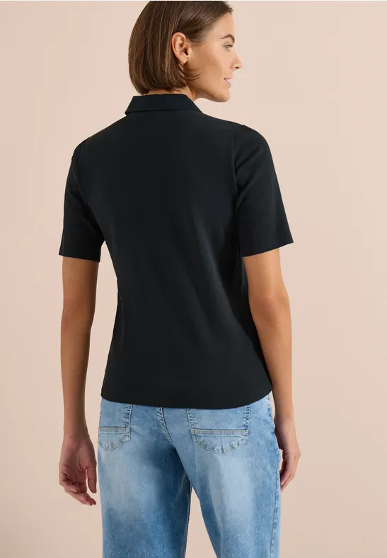 Cecil Damen Basic Poloshirt mit Kurzarm in Grün, Gr: 3XL