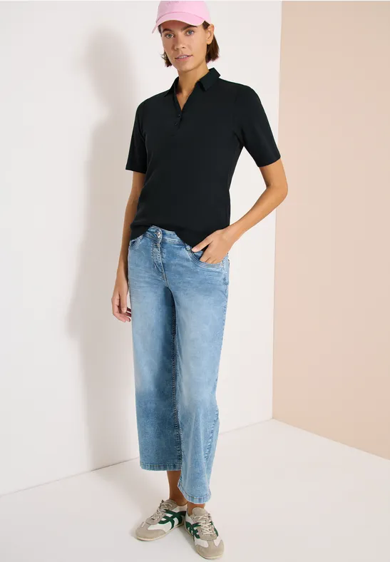 Cecil Damen Basic Poloshirt mit Kurzarm in Grün, Gr: 3XL