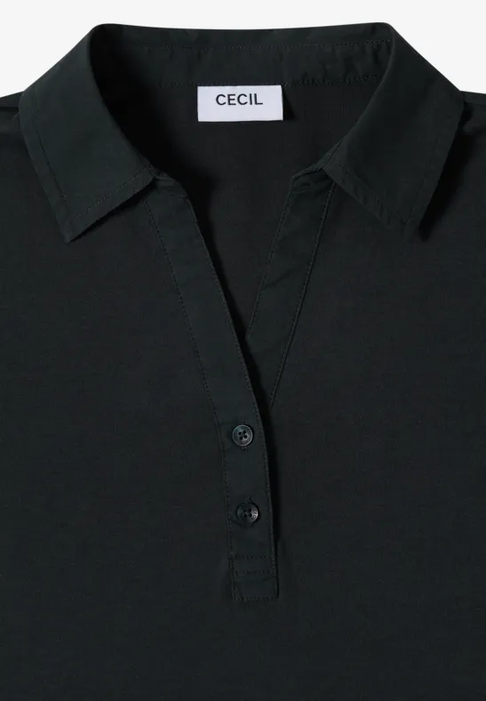 Cecil Damen Basic Poloshirt mit Kurzarm in Grün, Gr: 3XL