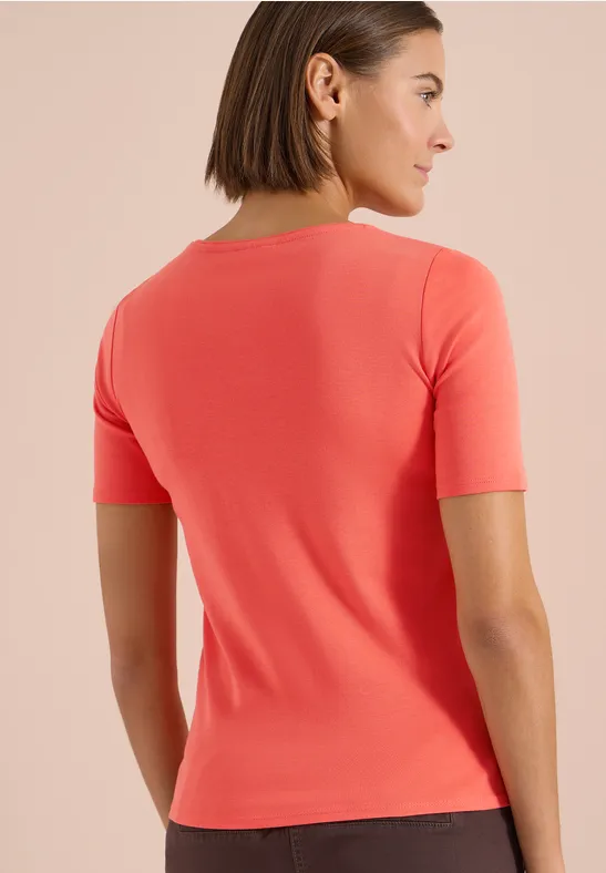 Cecil Damen Basic T-Shirt aus Baumwolle in Orange, Gr: 3XL