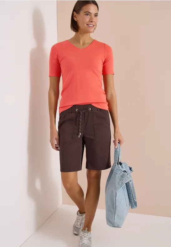Cecil Damen Basic T-Shirt aus Baumwolle in Orange, Gr: 3XL
