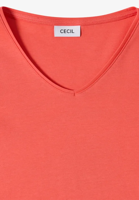 Cecil Damen Basic T-Shirt aus Baumwolle in Orange, Gr: 3XL