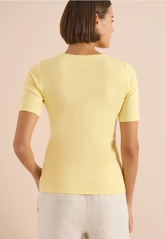 Cecil Damen Basic T-Shirt aus Baumwolle in Gelb, Gr: 3XL