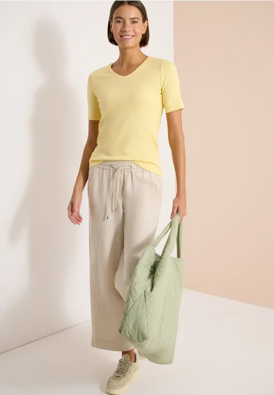 Cecil Damen Basic T-Shirt aus Baumwolle in Gelb, Gr: 3XL
