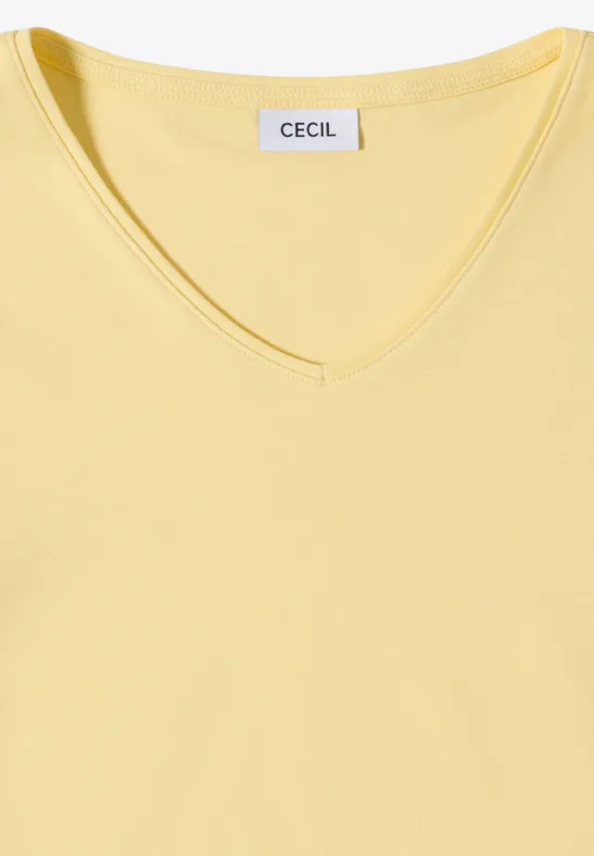 Cecil Damen Basic T-Shirt aus Baumwolle in Gelb, Gr: 3XL